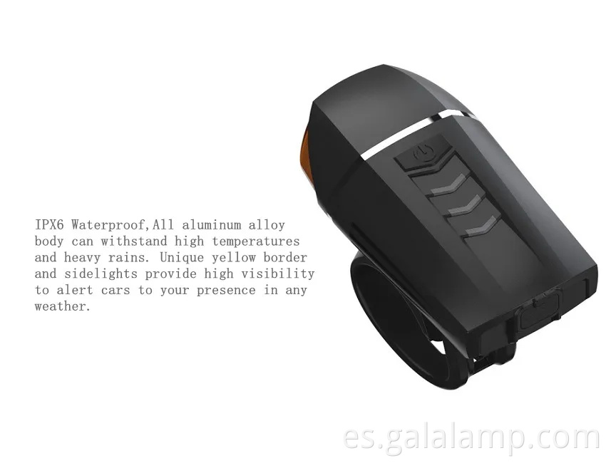 Luz de bicicleta recargable USB ultra brillante con 360 lúmenes